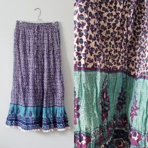 Vintage Papa Long Crinkled Boho Maxi Skirt